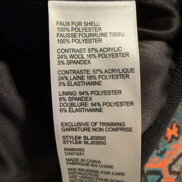 BLANC NOIR - Black Faux Fur Hooded Coat SIZE: M - Picture 6 of 7